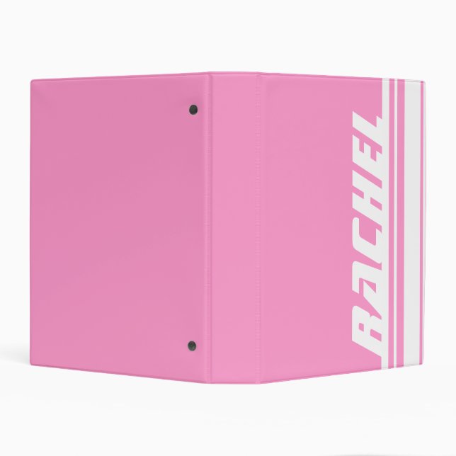 Name pink & white stripe sport girls  mini binder (Background)