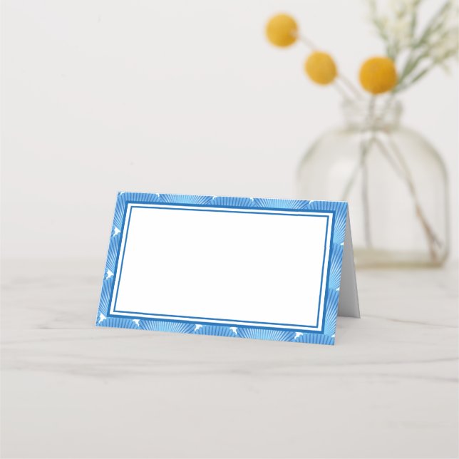 Name Place Card-Blue Shells Place Card (Front)