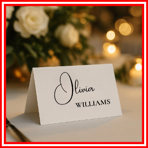 Name Place Card Elegant Minimalist Simple Wedding