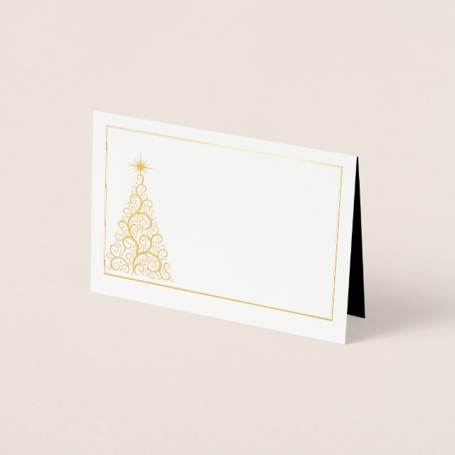 Name Place Card Gold Foiled ChristmasTree (Front)