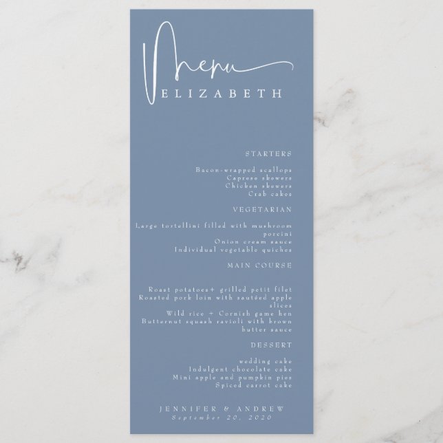 Name Place Card | Menu | Simple Wedding Menus (Front)