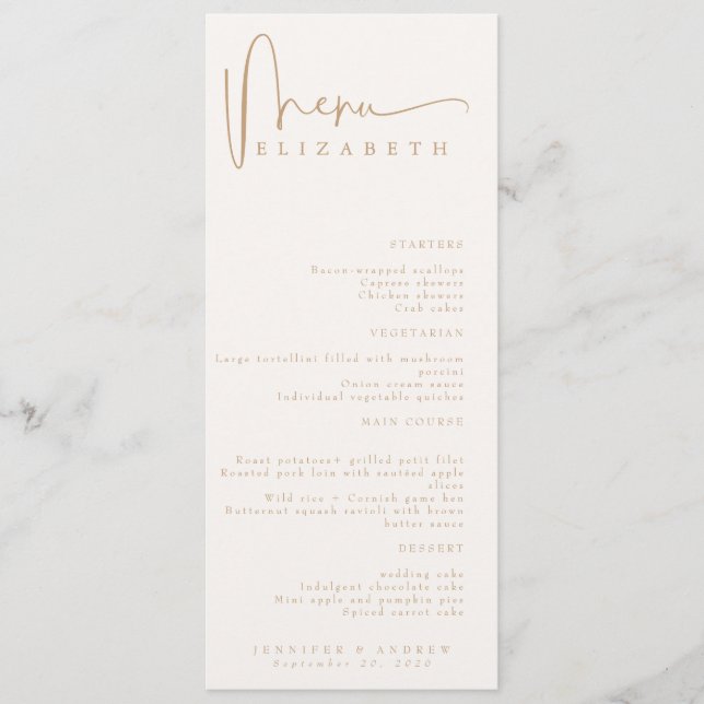 Name Place Card | Menu | Simple Wedding Menus (Front)