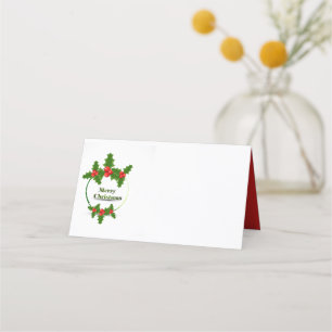 Name Place Card-Merry Christmas Holly Card