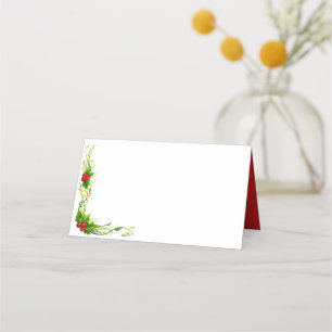 Name Place Card-Merry Christmas Holly Place Card