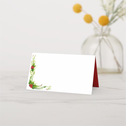 Name Place Card_Merry Christmas Holly Place Card