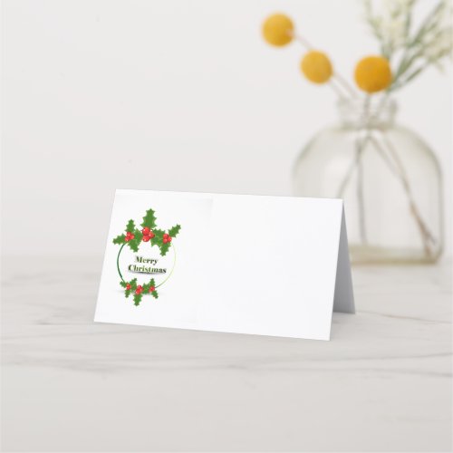 Name Place Card_Merry Christmas Holly Place Card