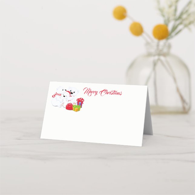 Name Place Card-Polar Bears Place Card (Front)