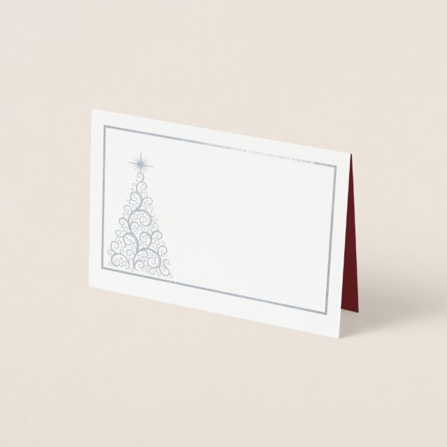 Name Place Card SLVR Foiled ChristmasTree (Front)