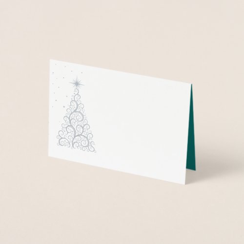 Name Place Card SLVR Foiled ChristmasTree  Stars