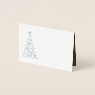 Name Place Card SLVR Foiled ChristmasTree & Stars