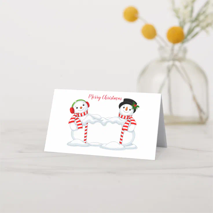 Name Place Card-Snowman Place Card | Zazzle