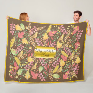 Name Plate Autumn Watercolor Personalized Fleece Blanket