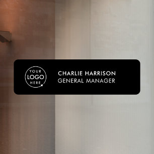 Name Plate Business Logo Stylish Black Door Window Cling