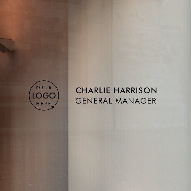 Name Plate | Glass Door Business Logo Transparent Window Cling (Company branded nameplate window cling signs for small business premises & office signage.)