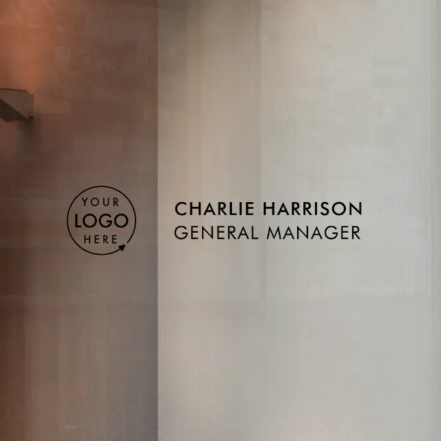 Name Plate | Glass Door Business Logo Transparent Window Cling | Zazzle