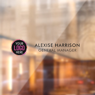 Name Plate Office Door Business Logo Modern White  Window Cling