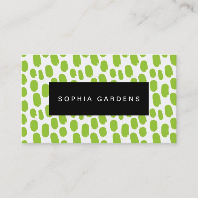 Name Plate - Paint Strokes - Martian Green Business Card (Front)