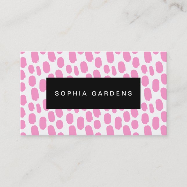 Name Plate - Paint Strokes - Pink Business Card (Front)