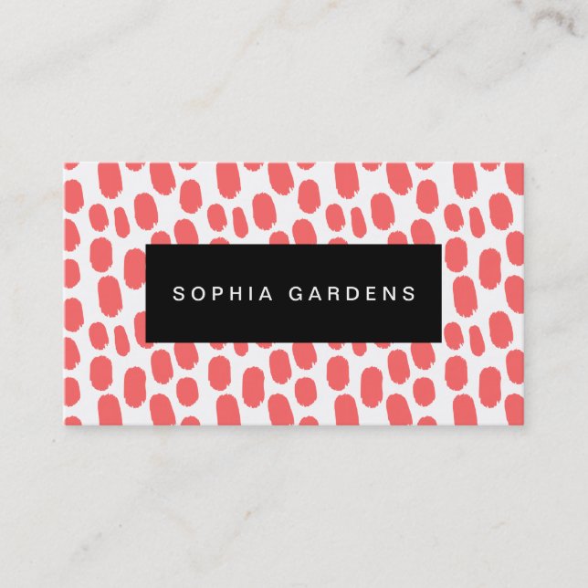 Name Plate - Paint Strokes - Tropical Pink Business Card (Front)