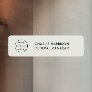 Name Plate Professional Business Logo Gray Window Cling