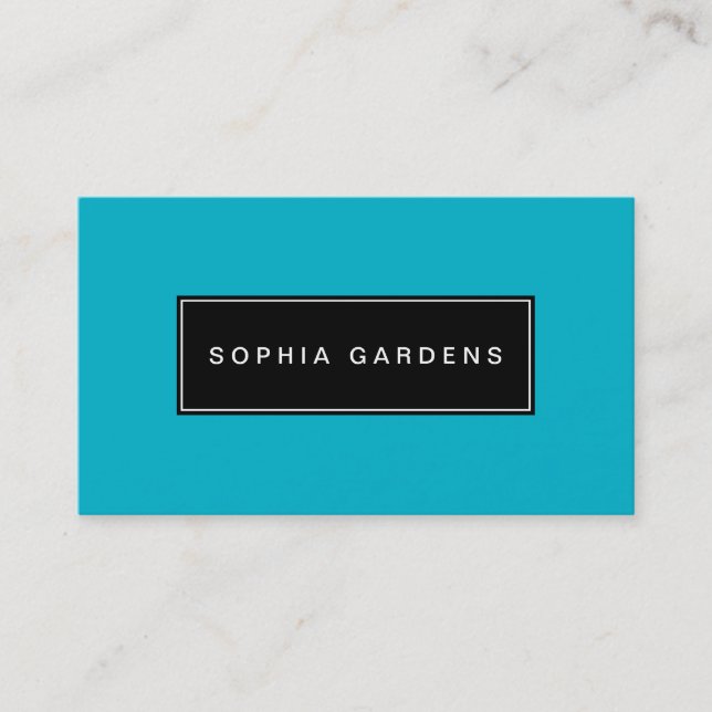 Name Plate v2 - Black on Aqua 00b2ca Business Card (Front)