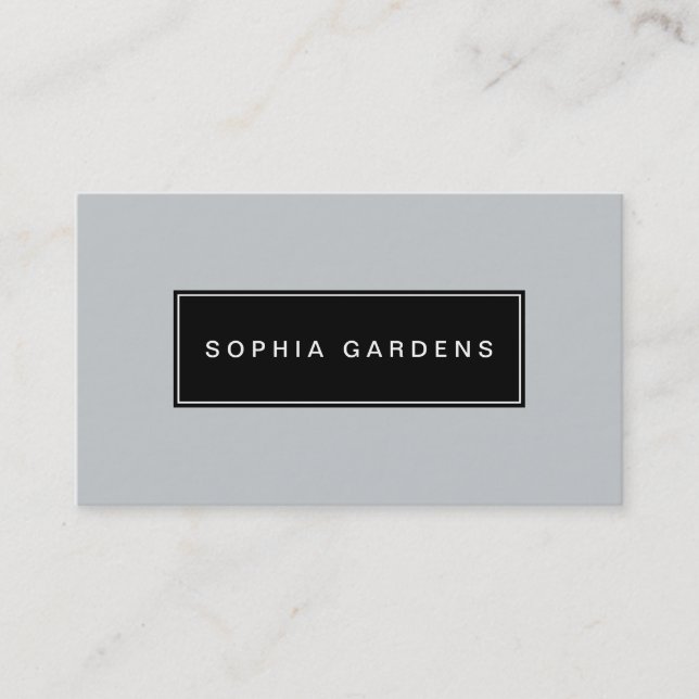 Name Plate v2 - Black on Gray c6cbcc Business Card (Front)