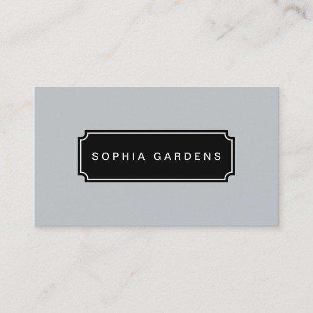 Name Plate v3 - Black on Gray c6cbcc Business Card (Front)
