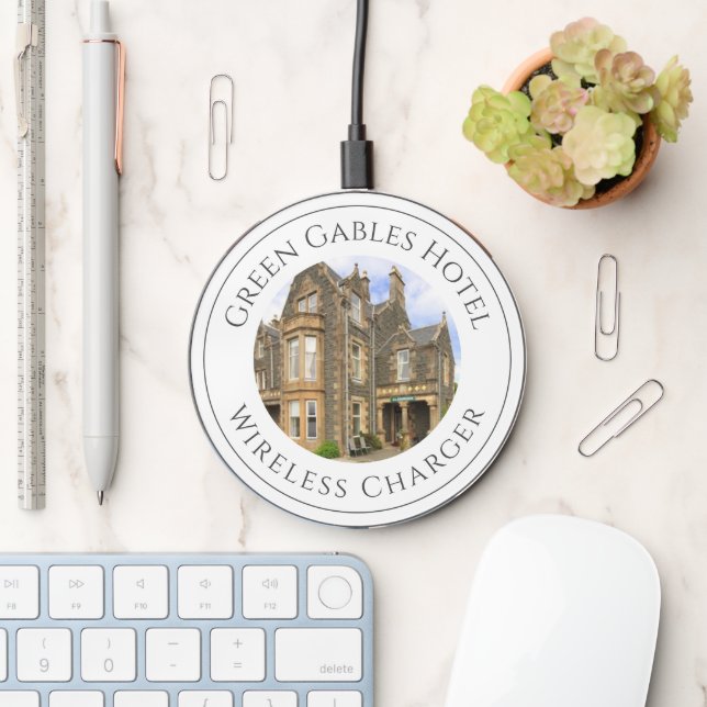 Name Plus Hotel Photo on a Hotel Phone Charger (Desk)