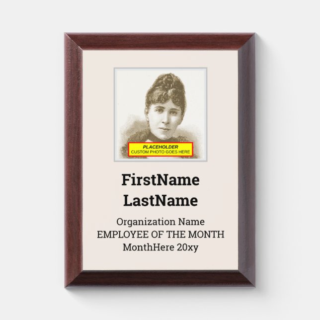 Name, Portrait, "Employee of the Month" Award Plaque (Vertical)