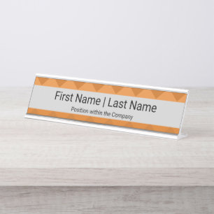 Name & Position Sans Serif Font Gray Orange Desk Name Plate