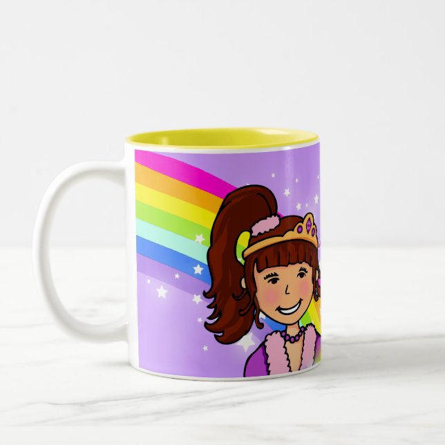 Name princess girls rainbow purple mug (Left)