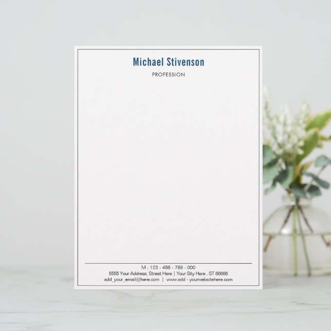 Name Profession Address Personalized Letterhead (Standing Front)