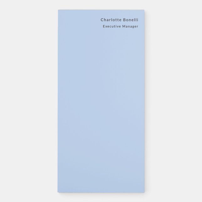 Name Professional Modern Minimalist Blue  Magnetic Notepad (Front)