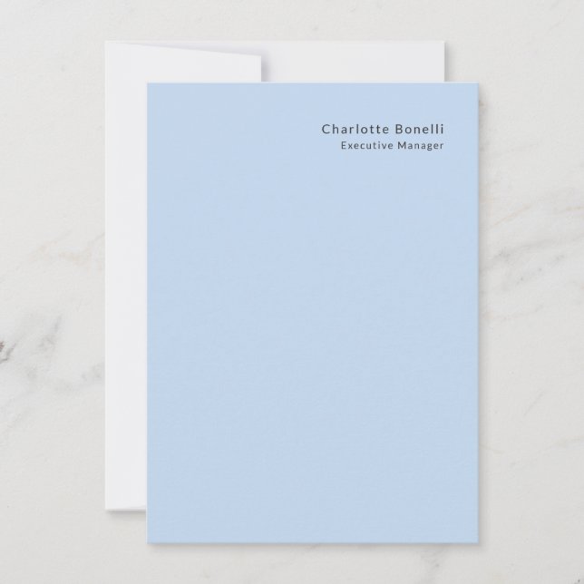 Name Professional Modern Minimalist Blue  Note Card (Front)