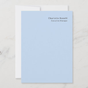 Name Professional Modern Minimalist Blue Note Card