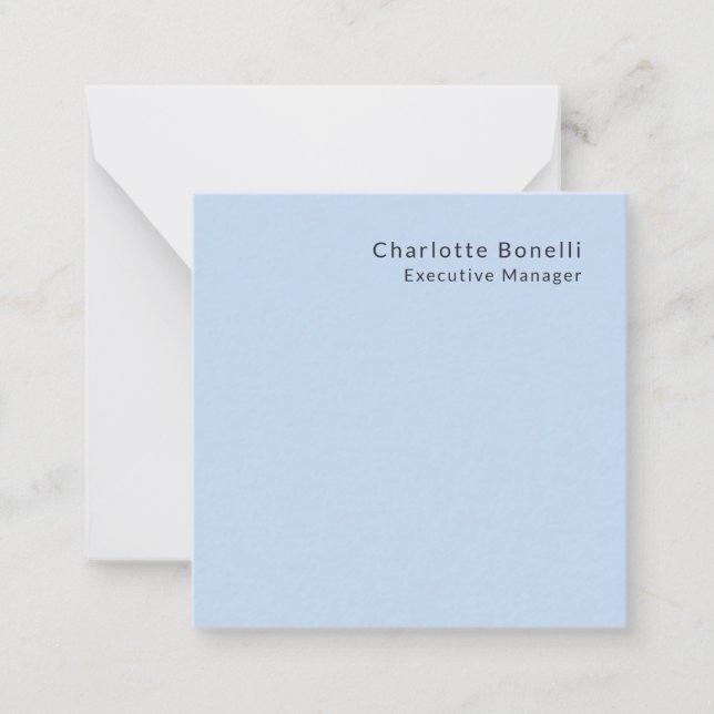 Name Professional Modern Minimalist Blue  Note Card (Front)