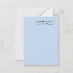 Name Professional Modern Minimalist Blue  Note Card
