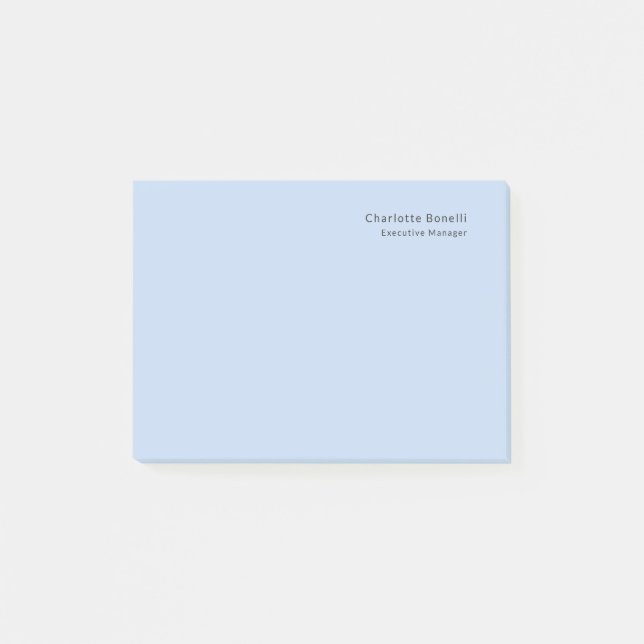 Name Professional Modern Minimalist Blue  Post-it Notes (Front)
