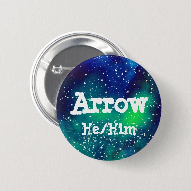 Name ___ + Pronouns Customizable Galaxy Button (Front & Back)