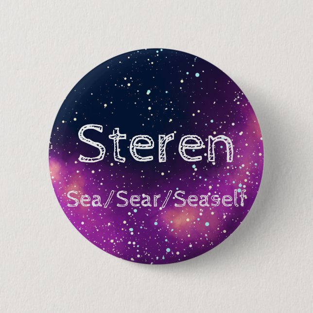 Name ___ + Pronouns Customizable Galaxy Pinback Button (Front)