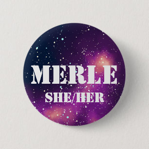 Name ___ + Pronouns Customizable Galaxy Pinback Button