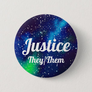 Name ___ + Pronouns Customizable Galaxy Pinback Button
