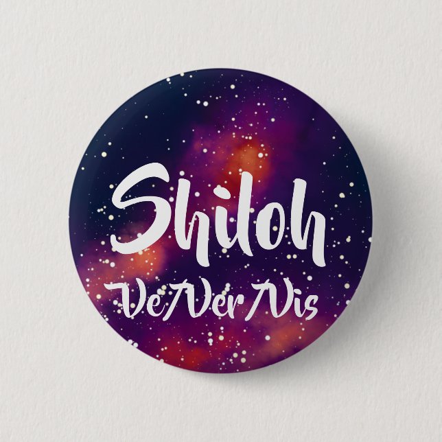 Name ___ + Pronouns Customizable Galaxy Pinback Button (Front)
