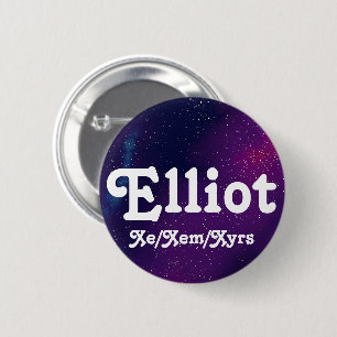 Name ___ + Pronouns Customizable Galaxy Pinback Button