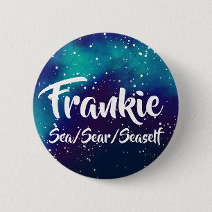 Name ___ + Pronouns Customizable Galaxy Pinback Button
