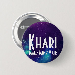 Name ___ + Pronouns Customizable Galaxy Pinback Button