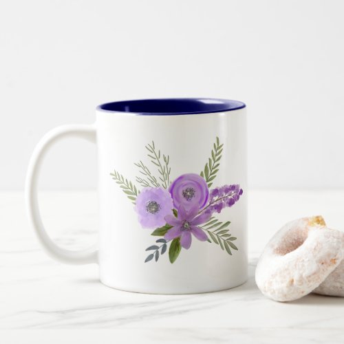 Name  Purple Lavender Watercolor Floral Flowers  Two_Tone Coffee Mug