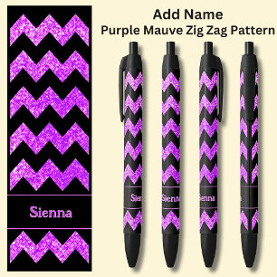 Name Purple Mauve Zig Zag on Black Pen