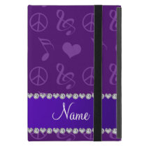 Name purple music notes hearts peace sign cover for iPad mini