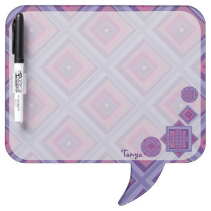 Name Purple Pink Checker Classic Diamond Pattern  Dry Erase Board